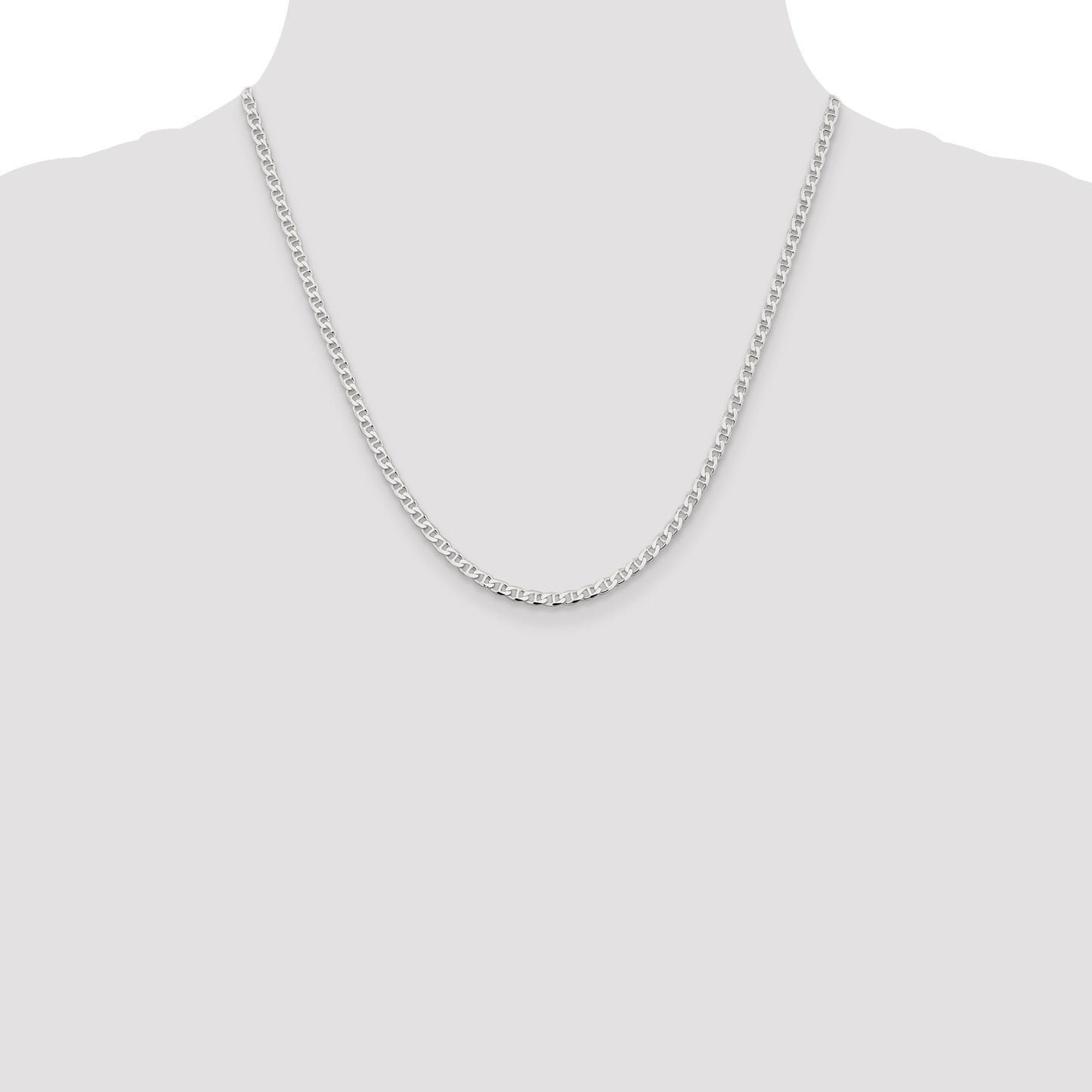 Sterling Silver 3.15mm D/C Flat Anchor Curb Chain