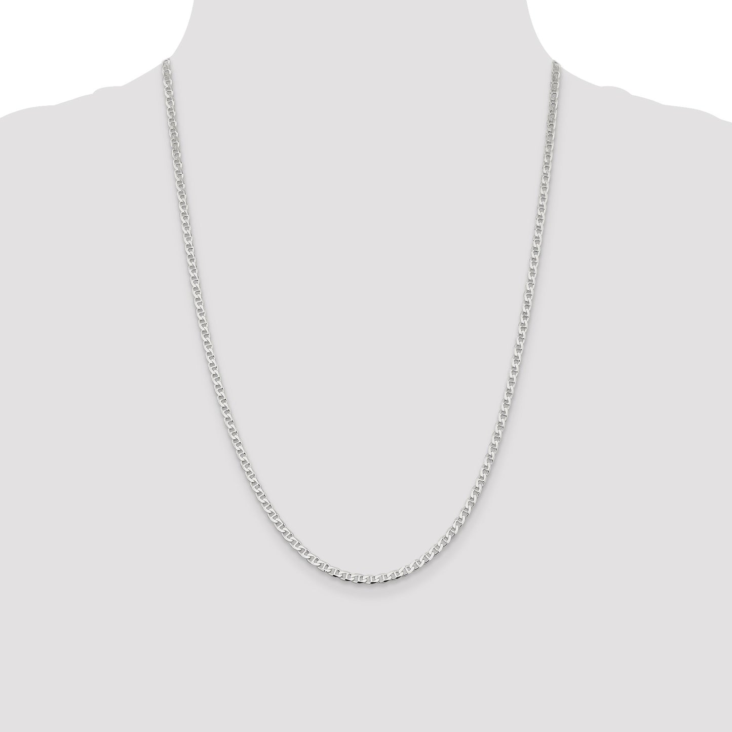 Sterling Silver 3.15mm D/C Flat Anchor Curb Chain
