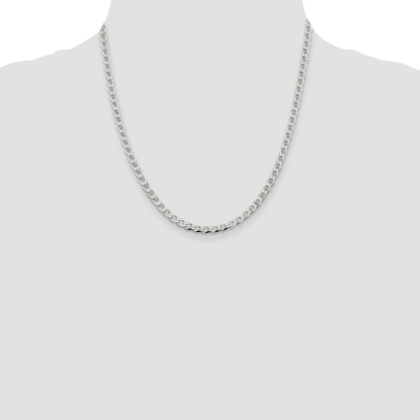 Sterling Silver 4.0mm D/C Flat Anchor Curb Chain