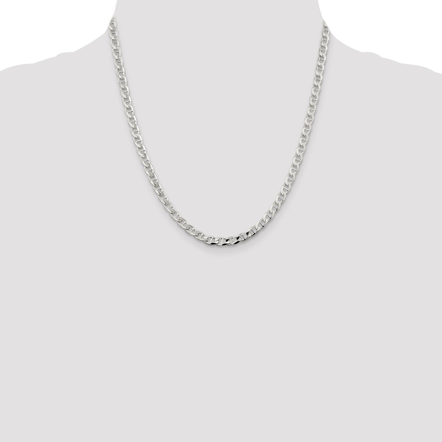 Sterling Silver 4.65mm D/C Flat Anchor Curb Chain