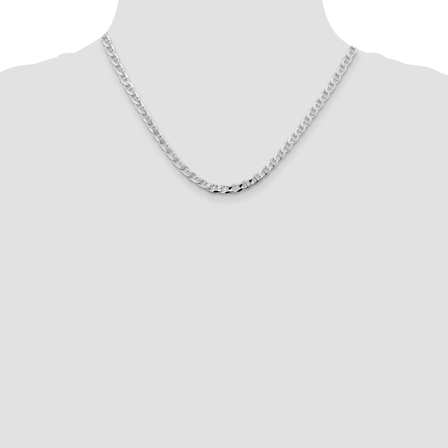 Sterling Silver Rhodium-plated 4.65mm D/C Flat Anchor Curb Chain