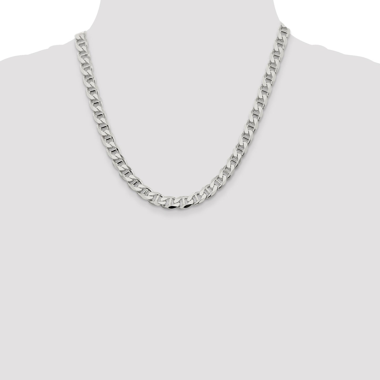 Sterling Silver 8.25mm D/C Flat Anchor Curb Chain