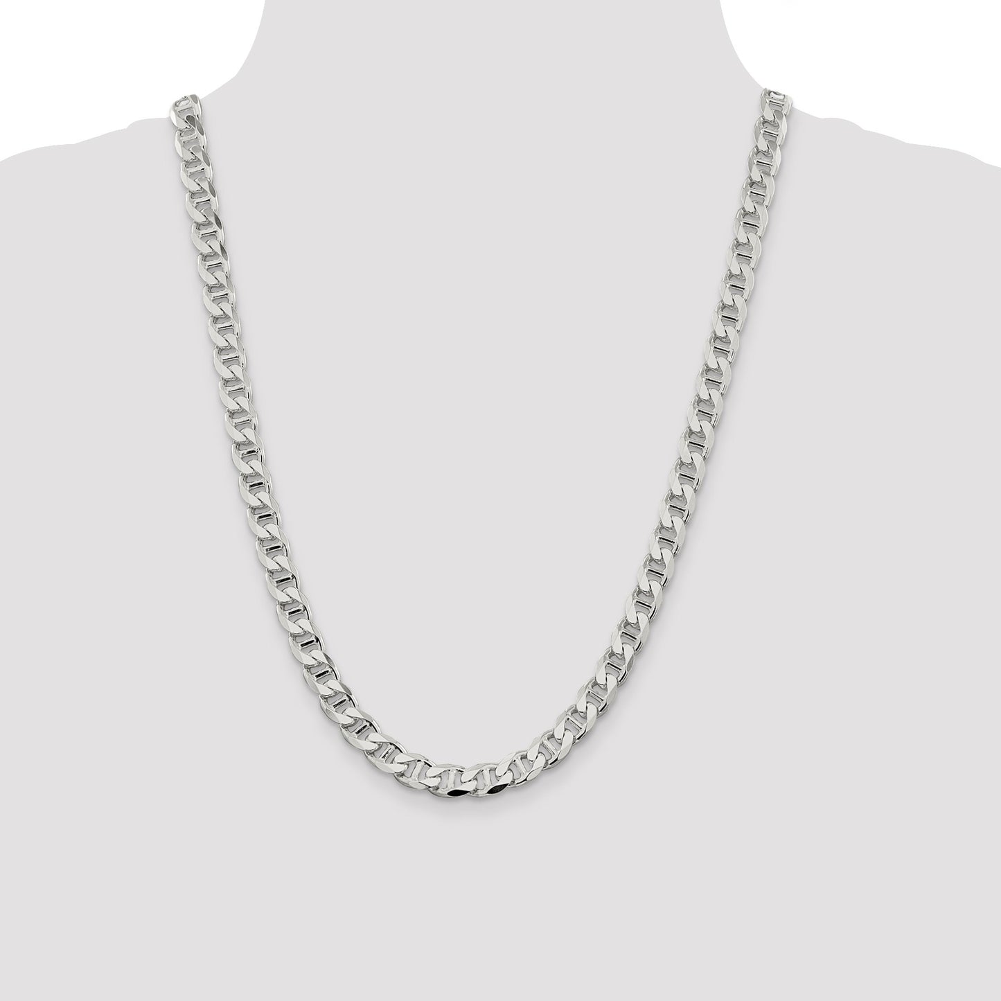 Sterling Silver 8.25mm D/C Flat Anchor Curb Chain