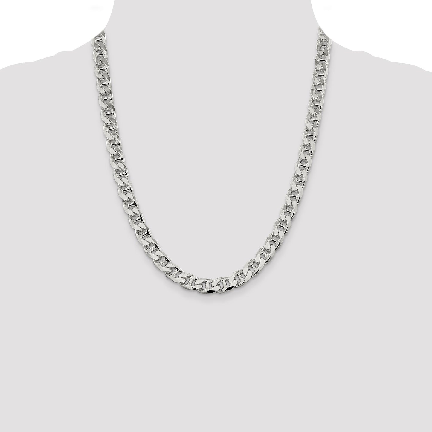 Sterling Silver 9mm D/C Flat Anchor Curb Chain