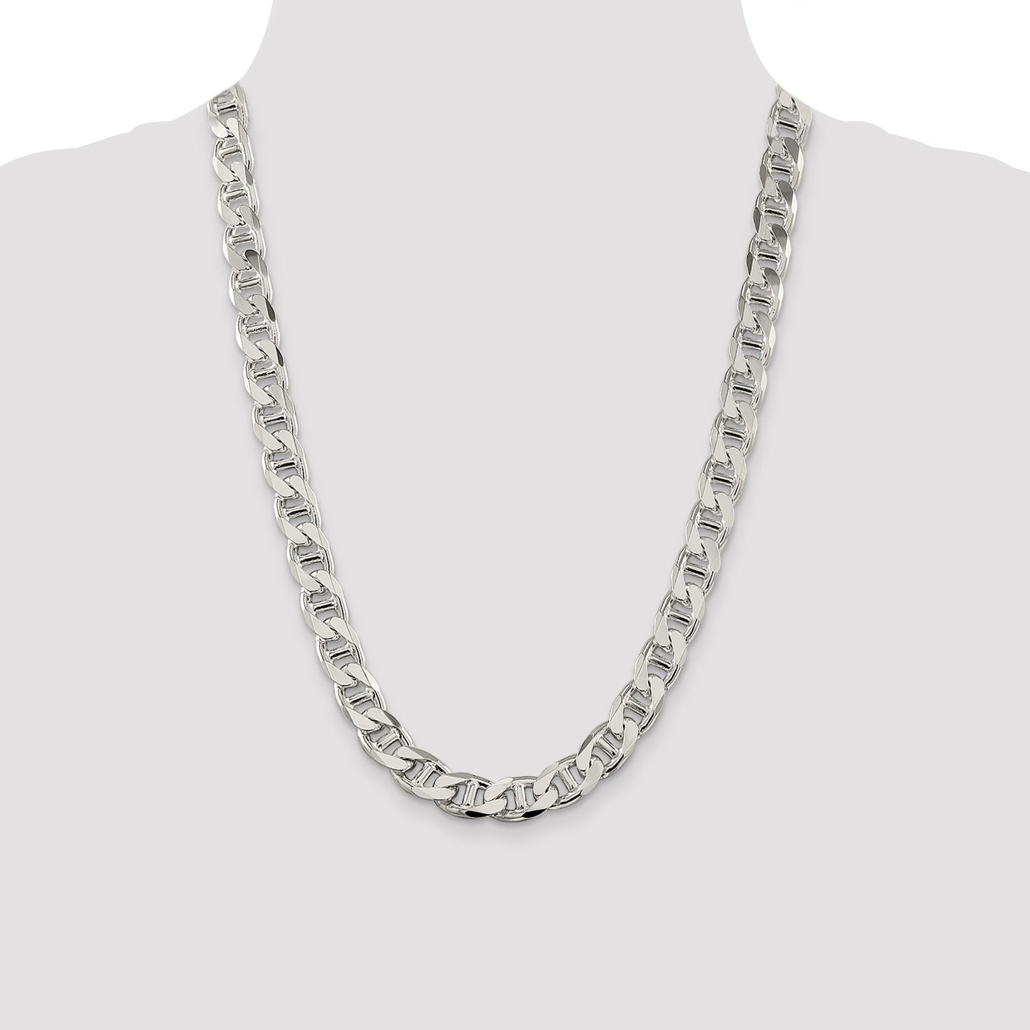 Sterling Silver 10.8mm D/C Flat Anchor Curb Chain