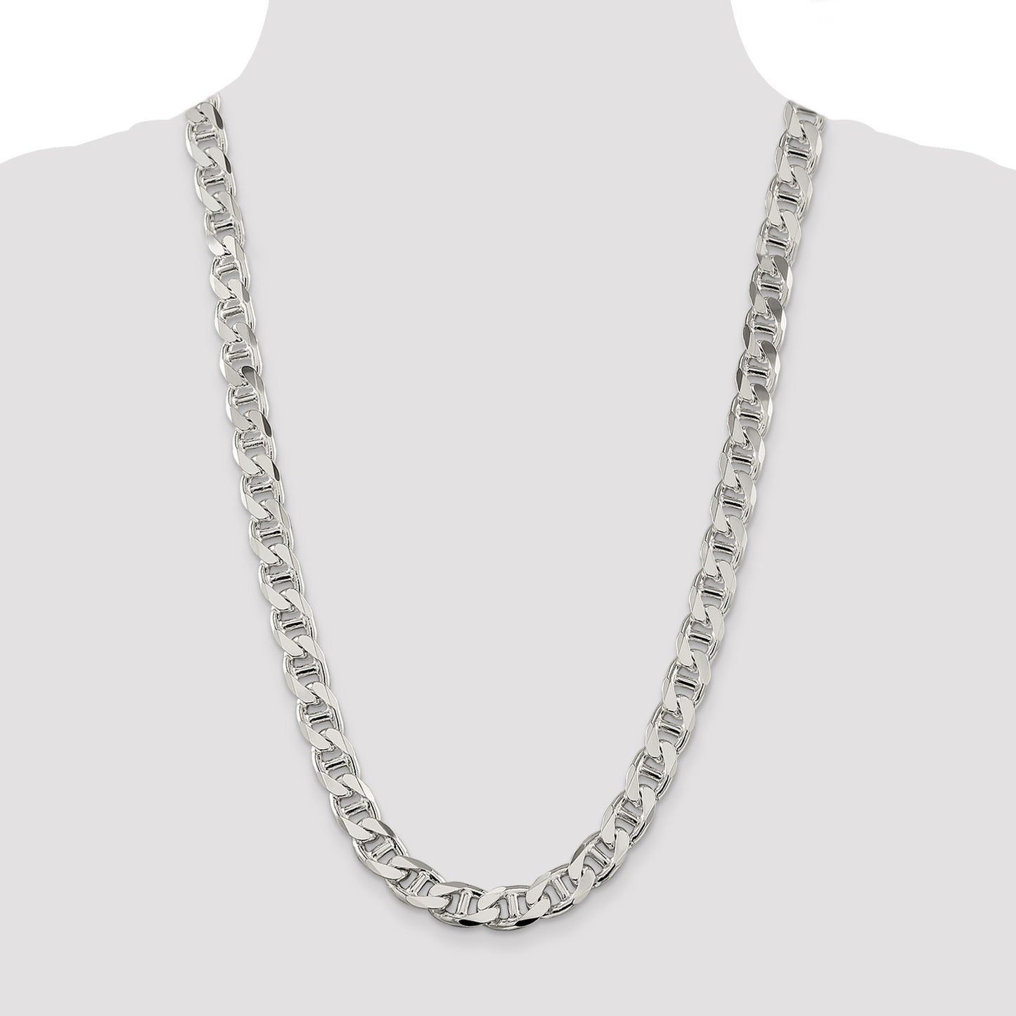Sterling Silver 10.8mm D/C Flat Anchor Curb Chain