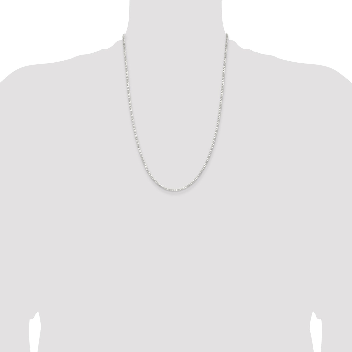 Sterling Silver 2.3mm Beveled Curb Chain