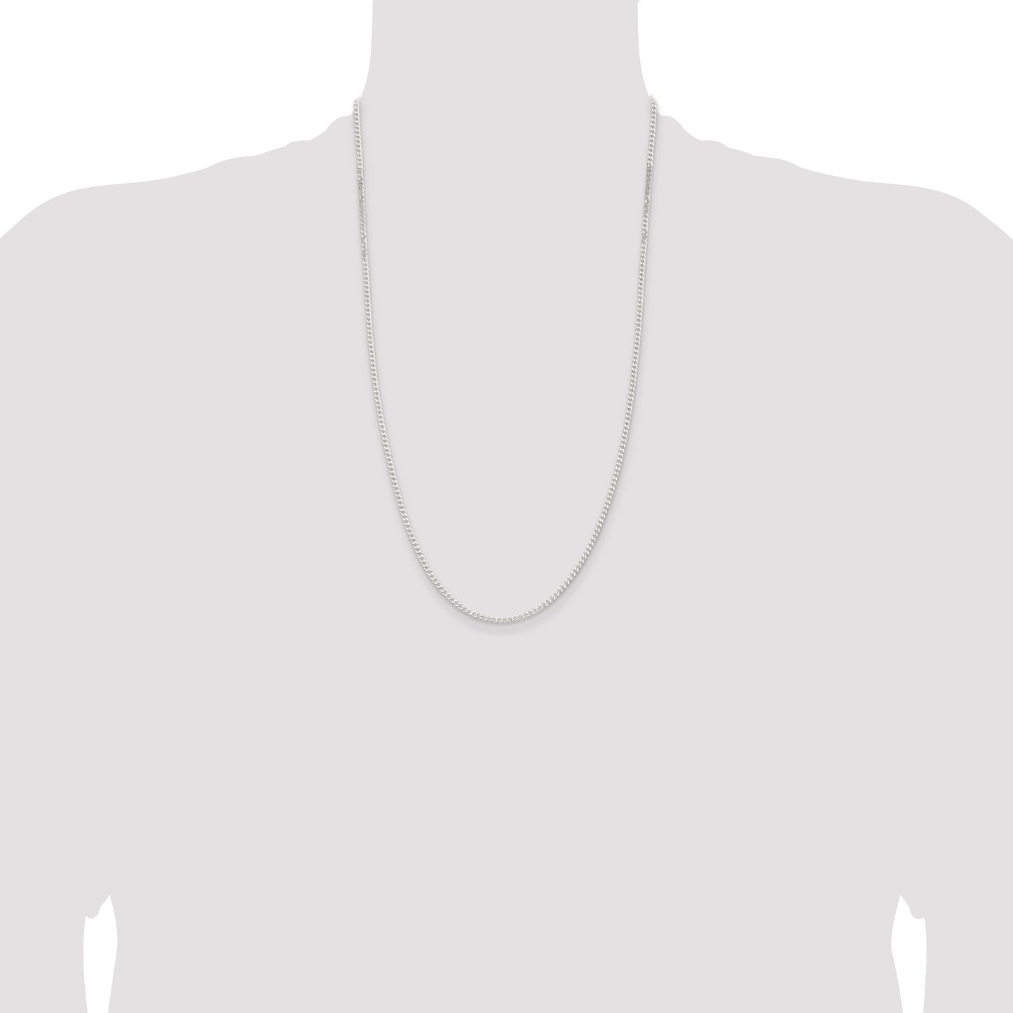 Sterling Silver 2.3mm Beveled Curb Chain