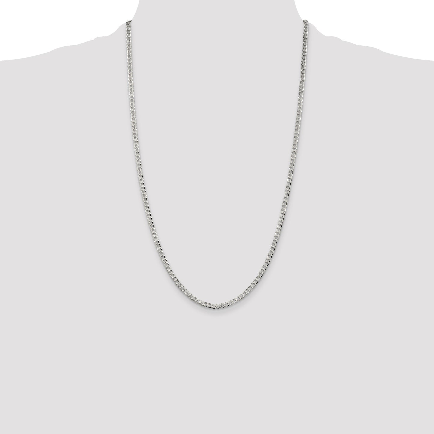 Sterling Silver 3.2mm Beveled Curb Chain