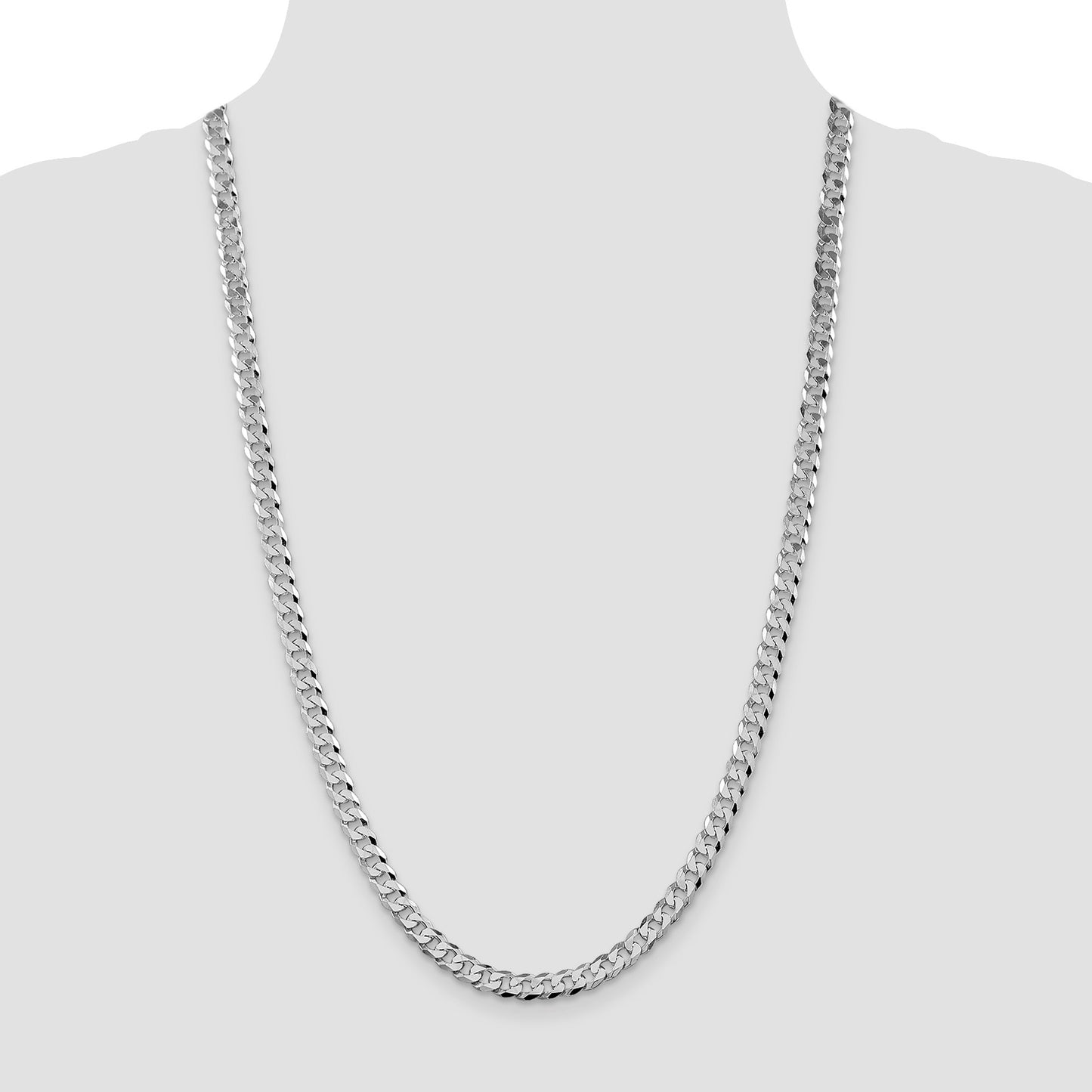 Sterling Silver Rhodium-plated 6mm Beveled Curb Chain
