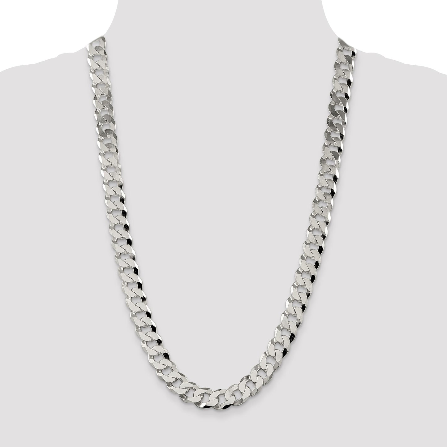 Sterling Silver 12.3mm Beveled Curb Chain