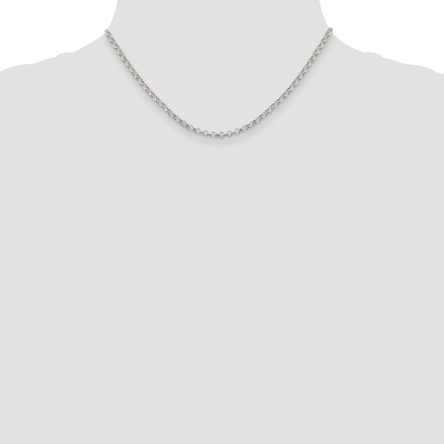 Sterling Silver 3mm Semi-solid Rolo Chain