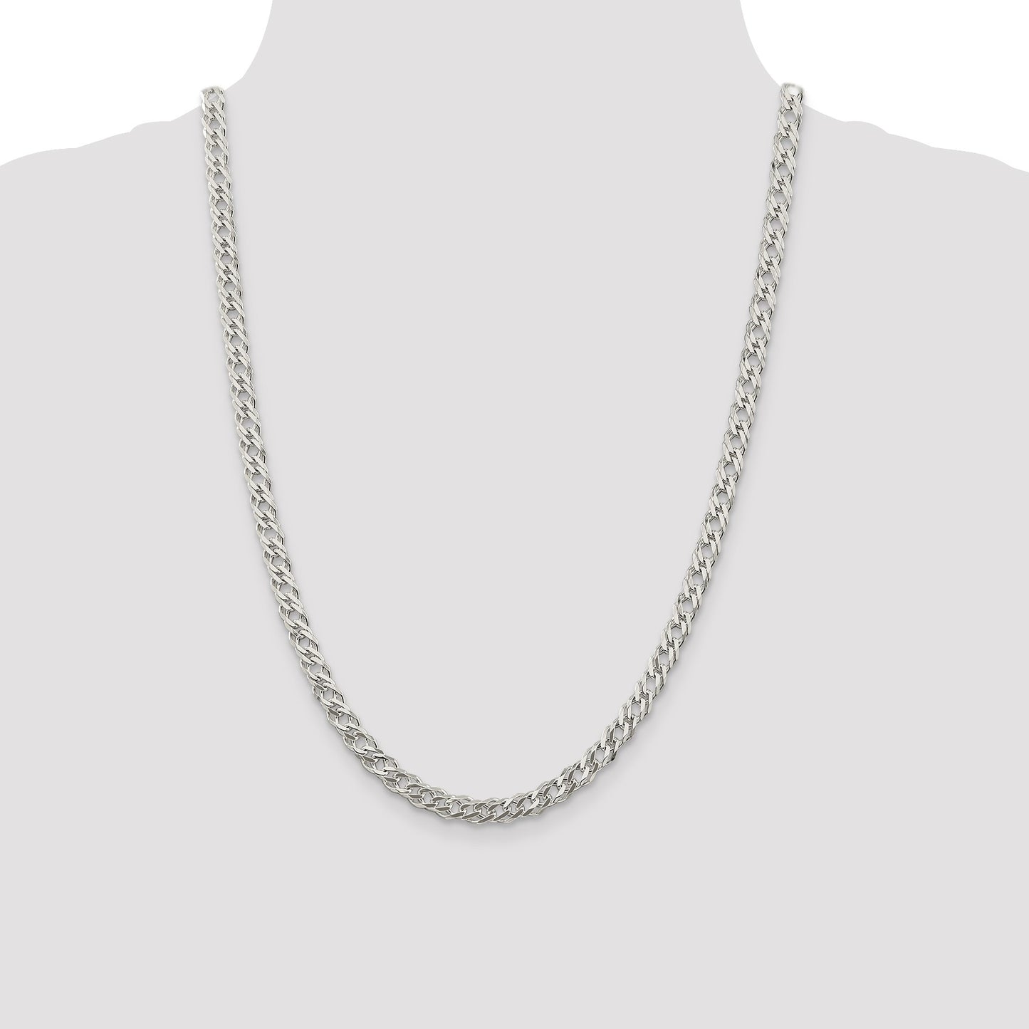 Sterling Silver 5.65mm 6 Side D/C Flat Double Curb Chain
