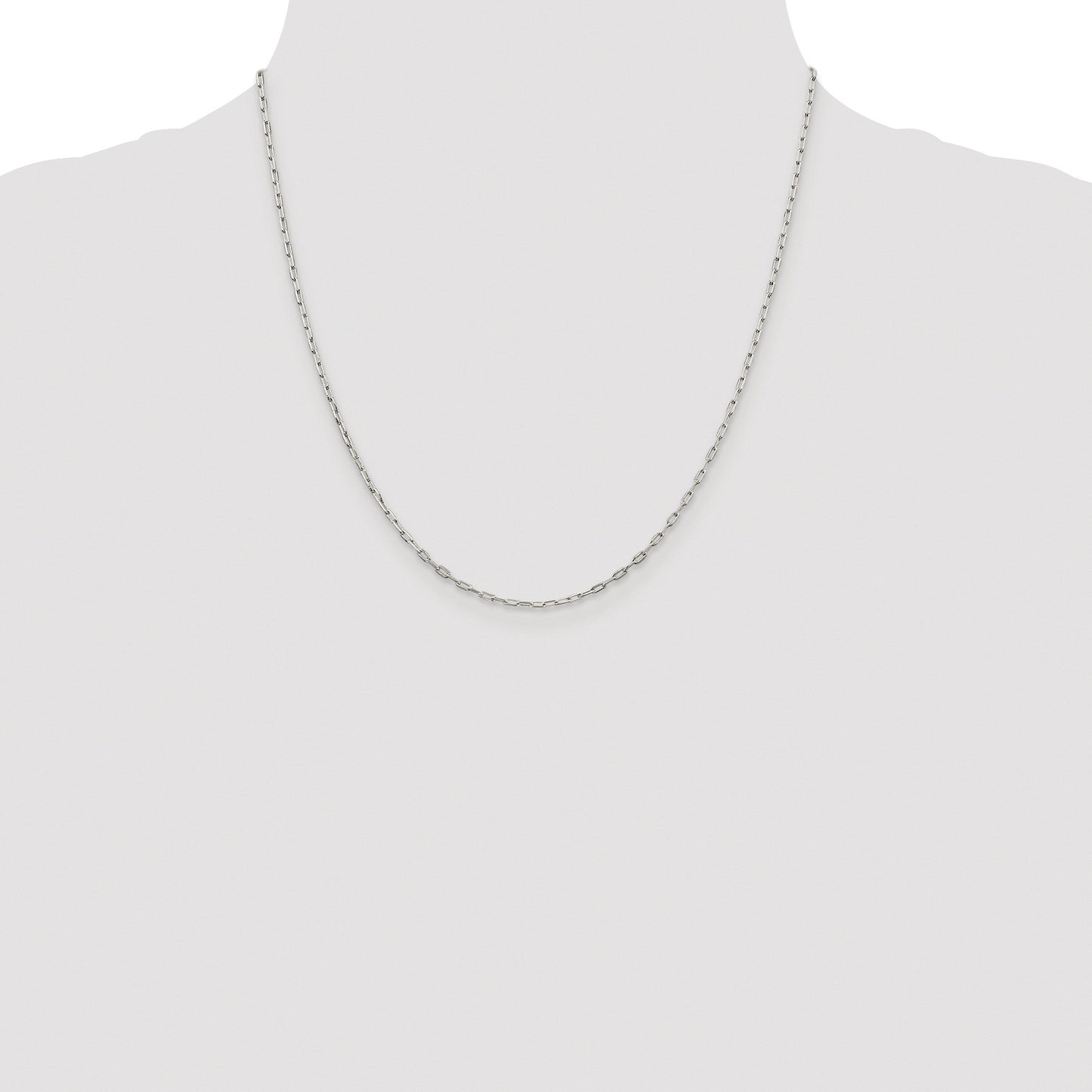 Sterling Silver Rhodium-plated 1.75mm Elongated Open Link Chain