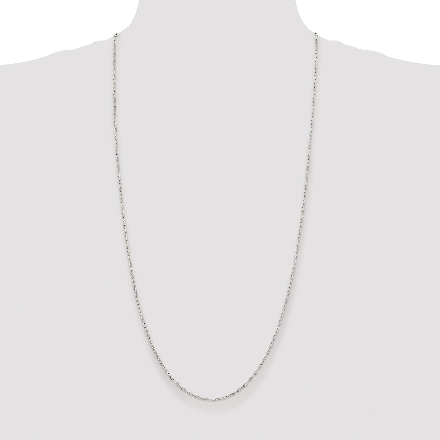 Sterling Silver Rhodium-plated 1.75mm Elongated Open Link Chain