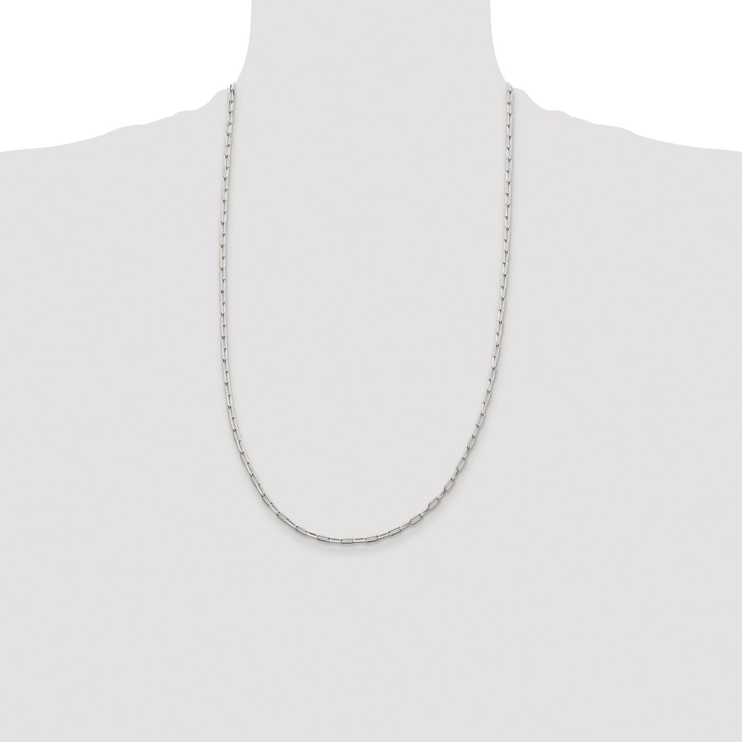 Sterling Silver Rhodium-plated 2mm Elongated Open Link Chain