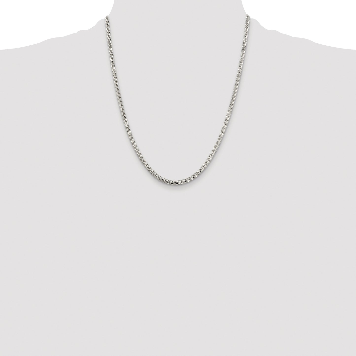 Sterling Silver Rhodium-plated 3.6mm Round Box Chain