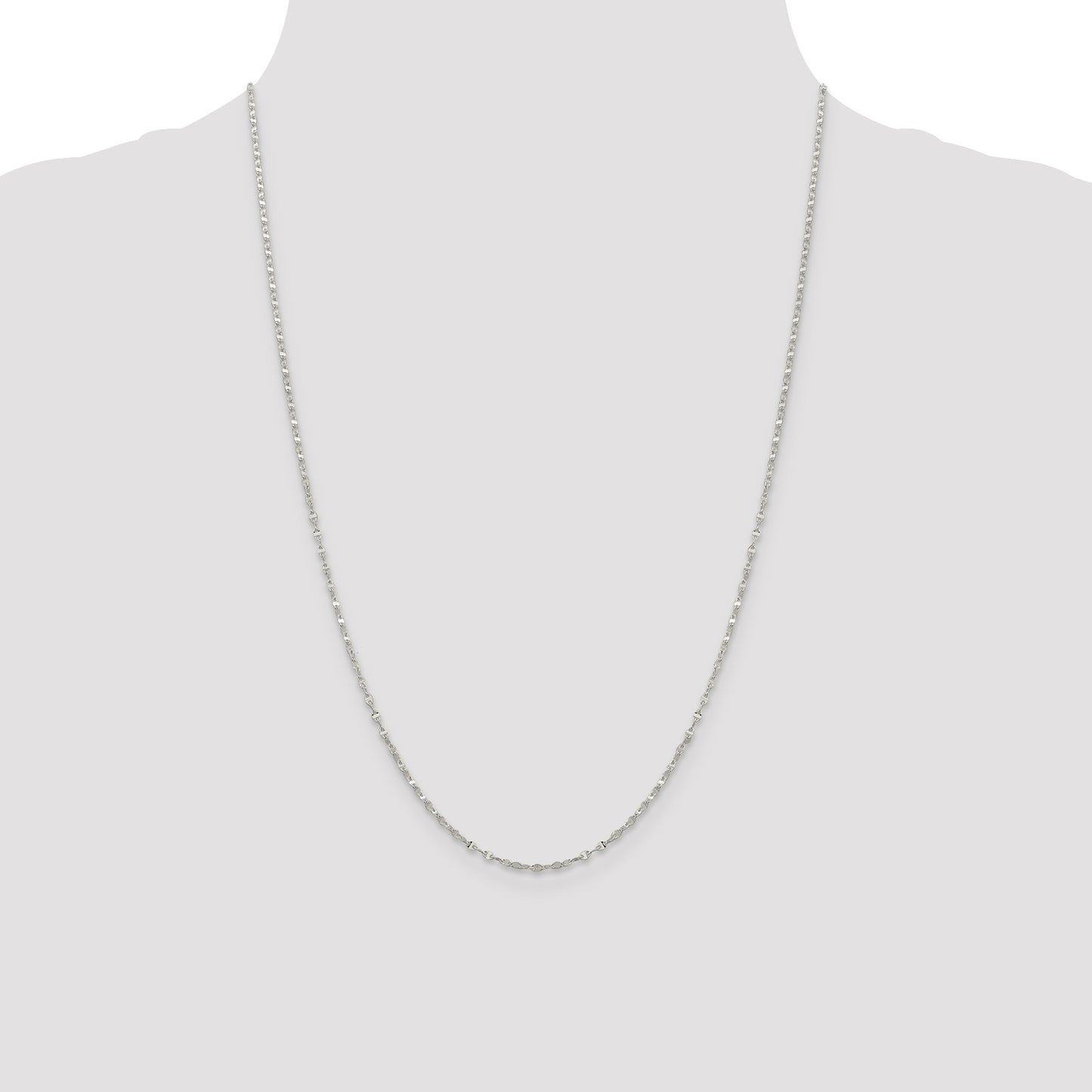 Sterling Silver 1.75mm Fancy Wave Flat Link Chain