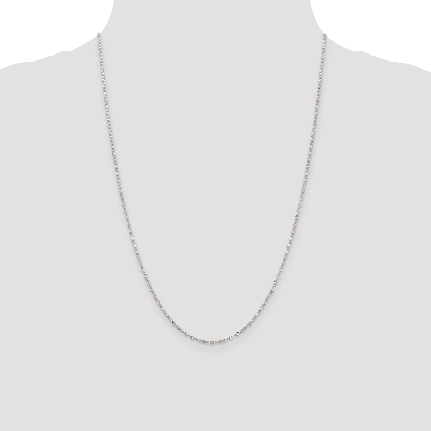 Sterling Silver 1.75mm Fancy Wave Flat Link Chain