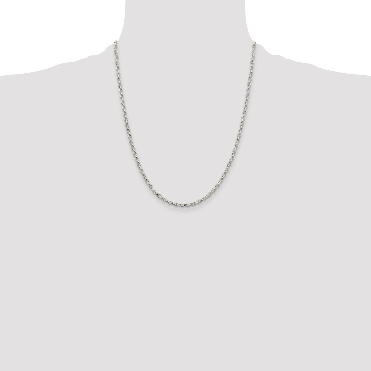 Sterling Silver 2.75mm Oval Fancy Rolo Chain