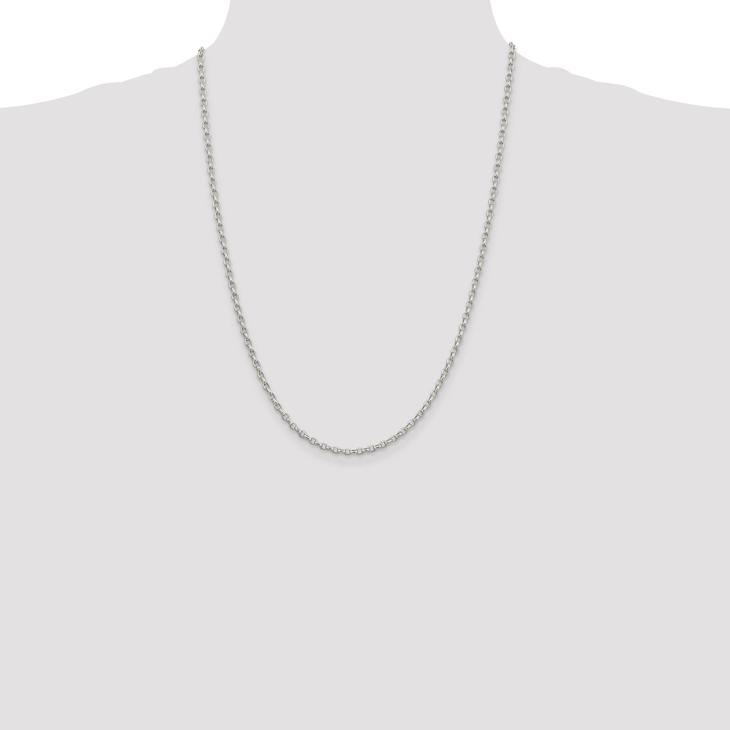 Sterling Silver 2.75mm Oval Fancy Rolo Chain