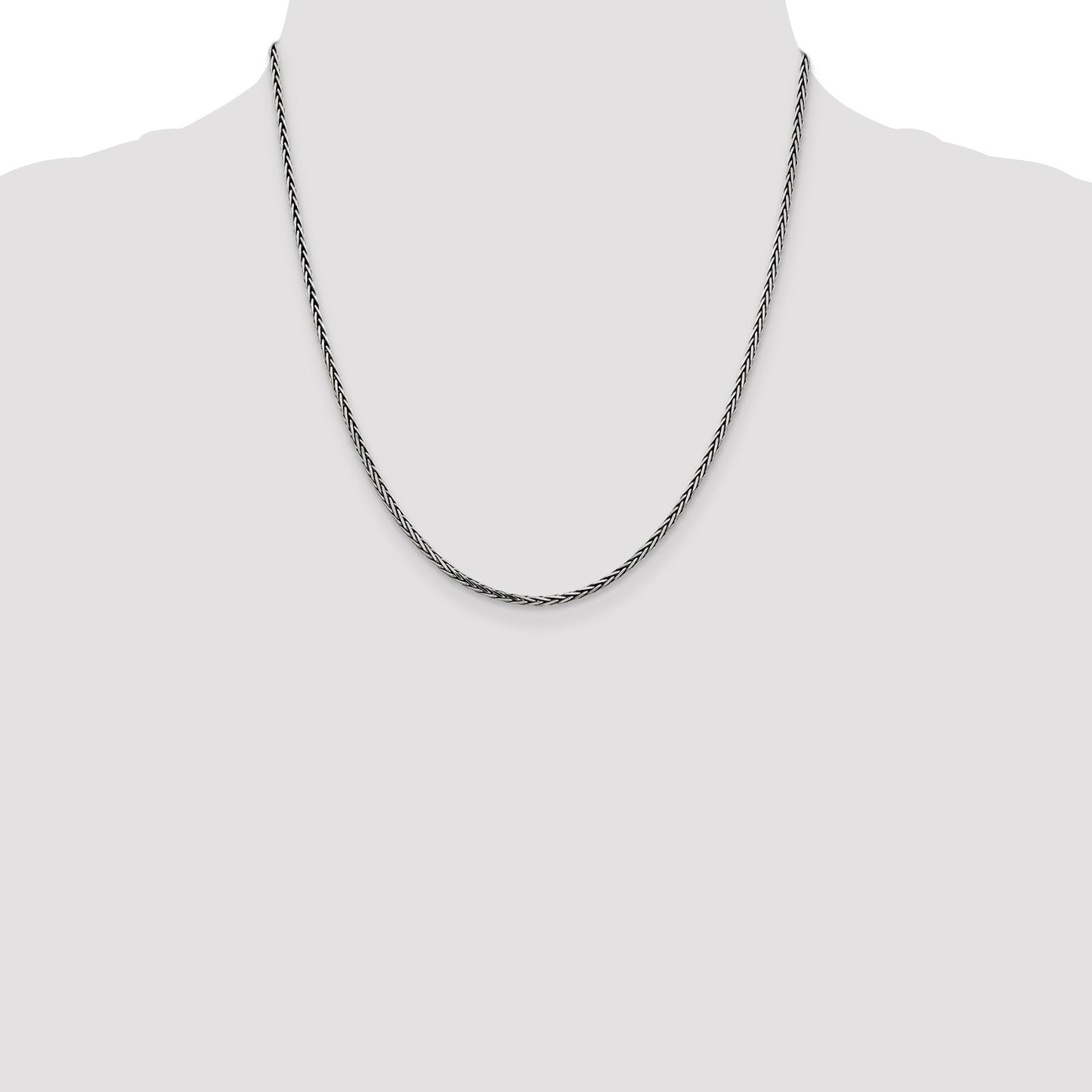 Sterling Silver Antiqued 2.2mm Solid Square Spiga Chain