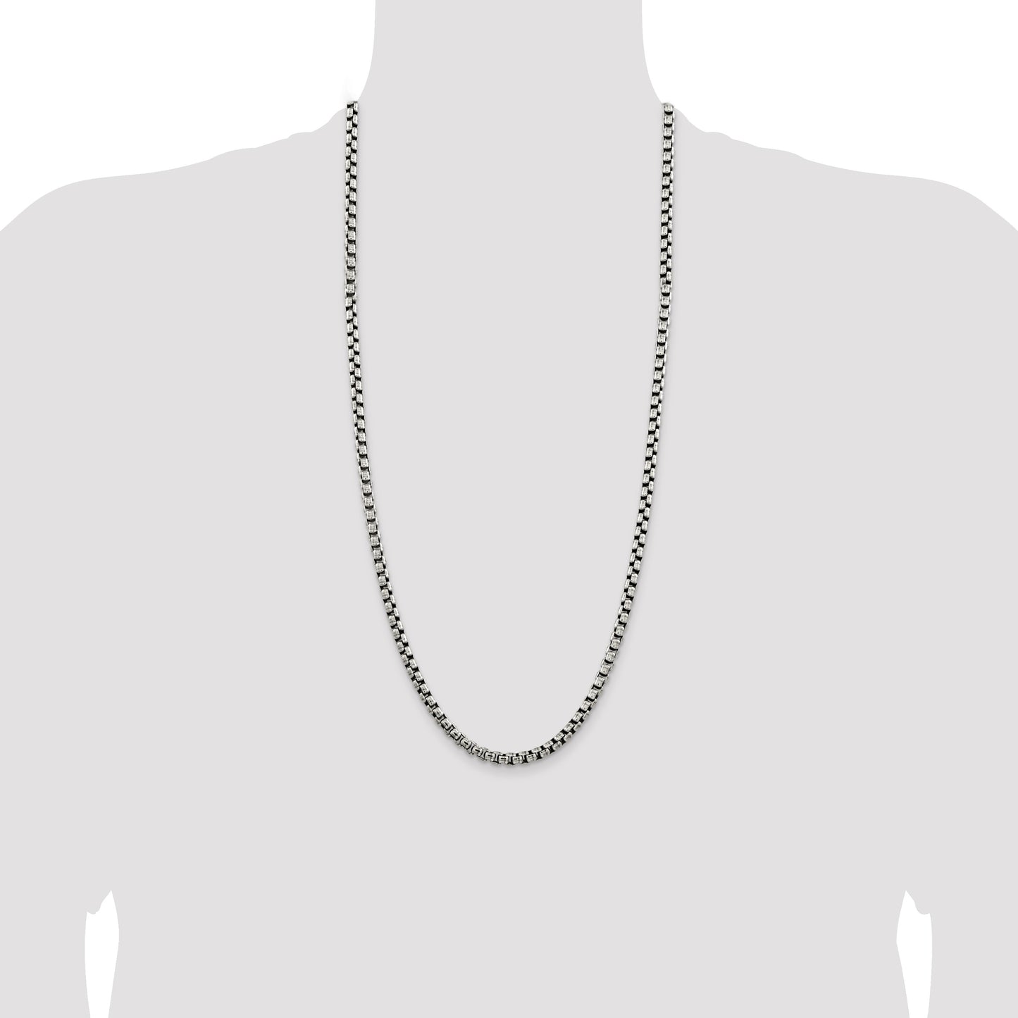 Sterling Silver Antiqued 5.2mm Round Box Chain