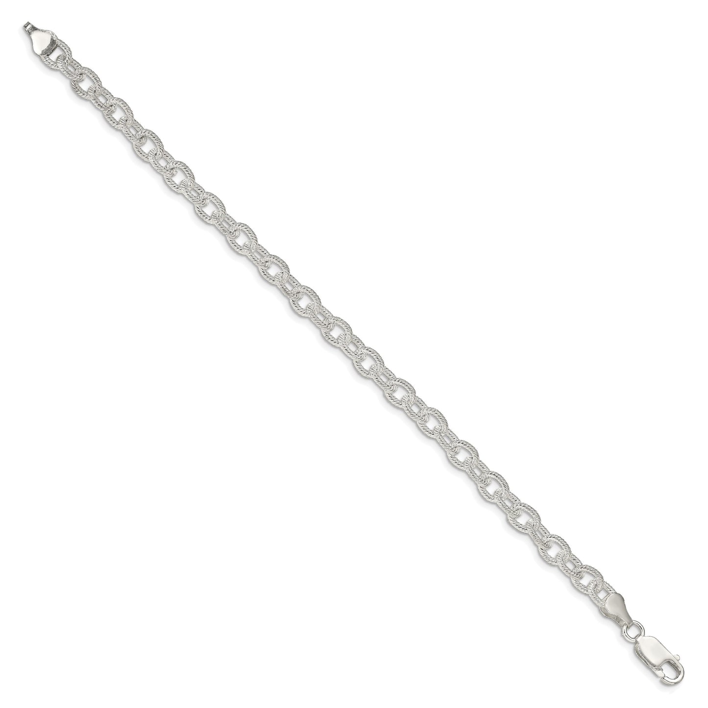 Sterling Silver 6.25mm Fancy Patterned Rolo Chain