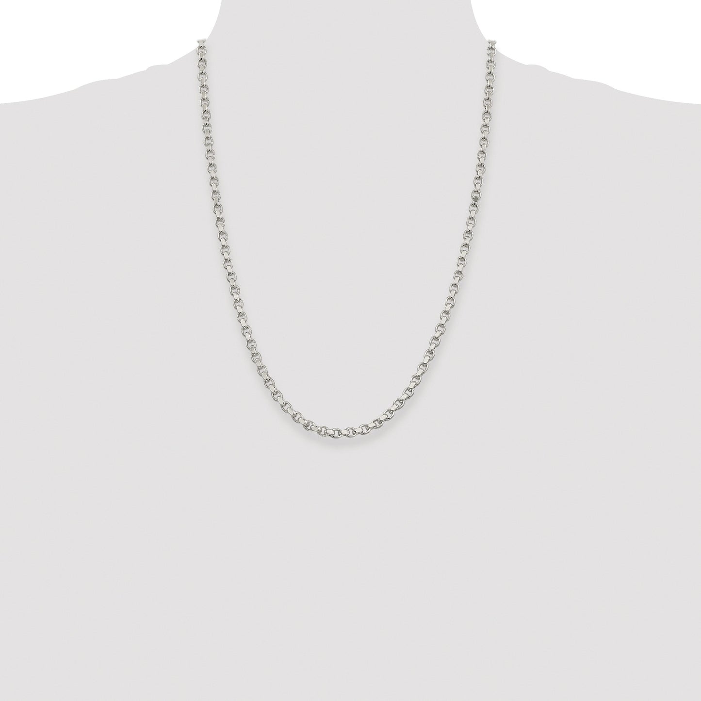 Sterling Silver Rhodium-plated 4mm Diamond-cut Rolo Chain