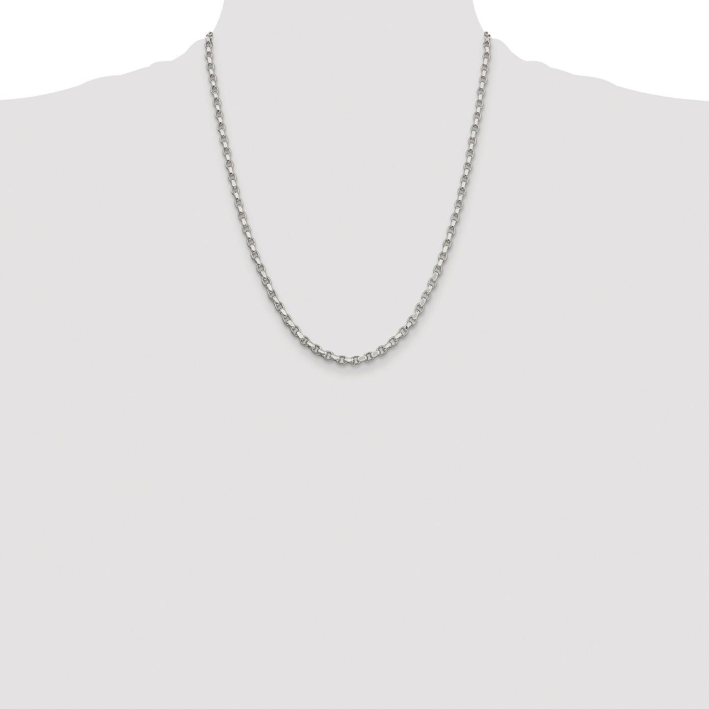 Sterling Silver Rhodium-plated 3.5mm Diamond-cut Rolo Chain