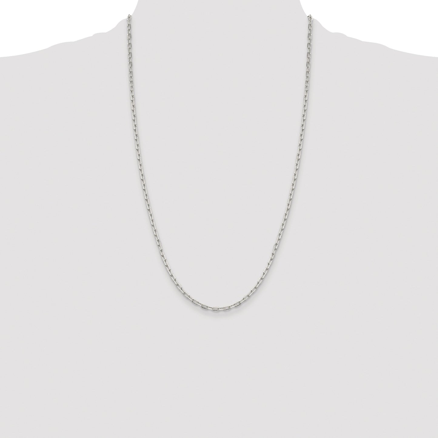 Sterling Silver Rhodium-plated 2.75mm Elongated Open Link Chain