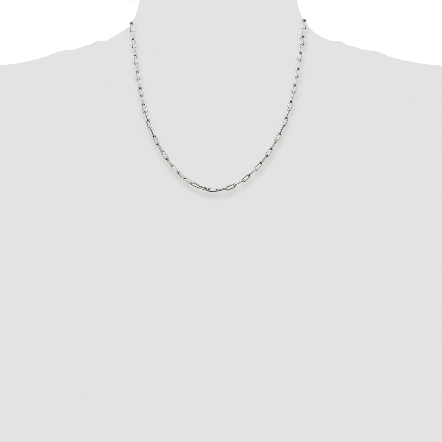 Sterling Silver Rhodium-plated 3.25mm Elongated Open Link Chain