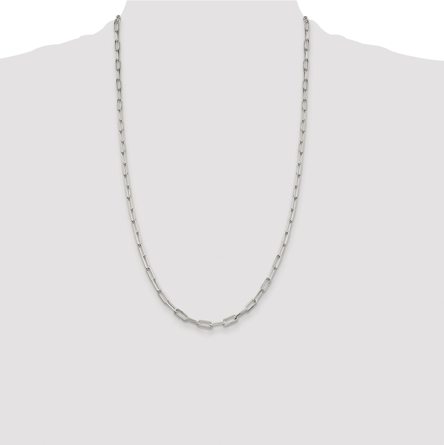 Sterling Silver Rhodium-plated 4.25mm Elongated Open Link Chain