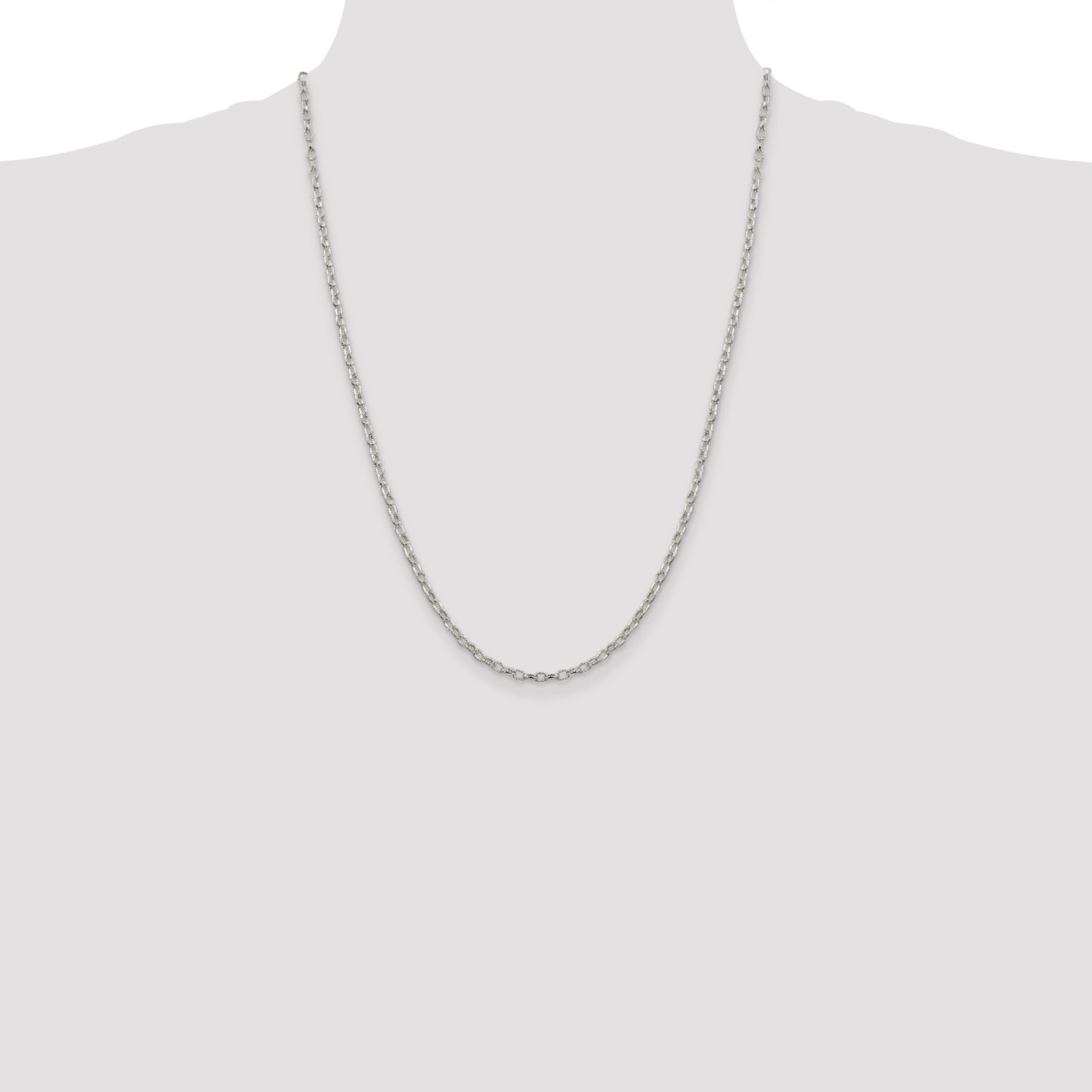 Sterling Silver 3mm Fancy Patterned Rolo Chain