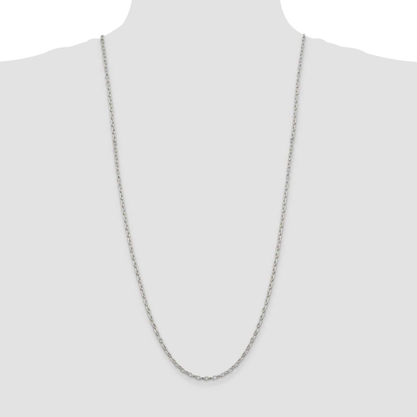Sterling Silver 3mm Fancy Patterned Rolo Chain