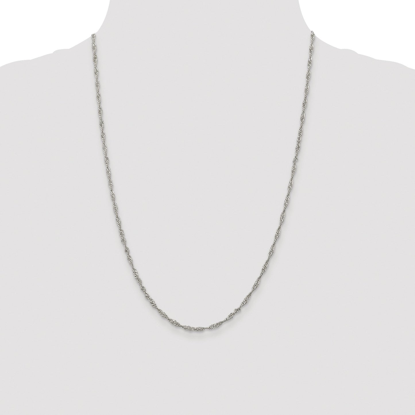 Sterling Silver Rhodium-plated 2.25mm Singapore Chain