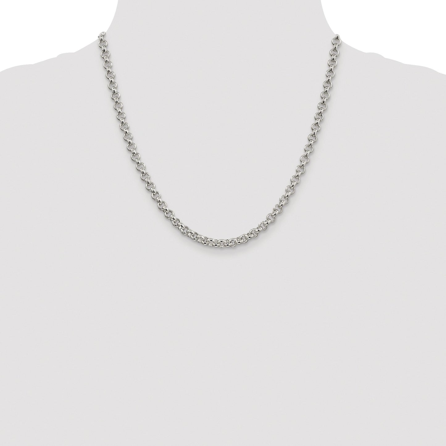 Sterling Silver Rhodium-plated 5mm Rolo Chain