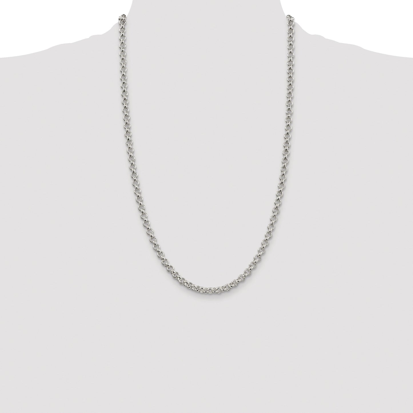 Sterling Silver Rhodium-plated 5mm Rolo Chain