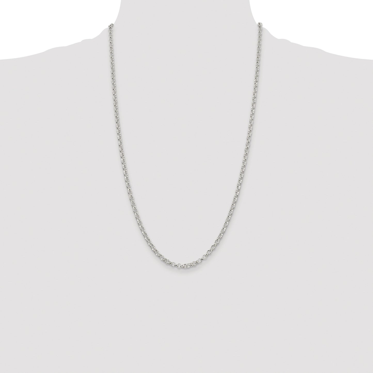 Sterling Silver Rhodium-plated 3.5mm Rolo Chain