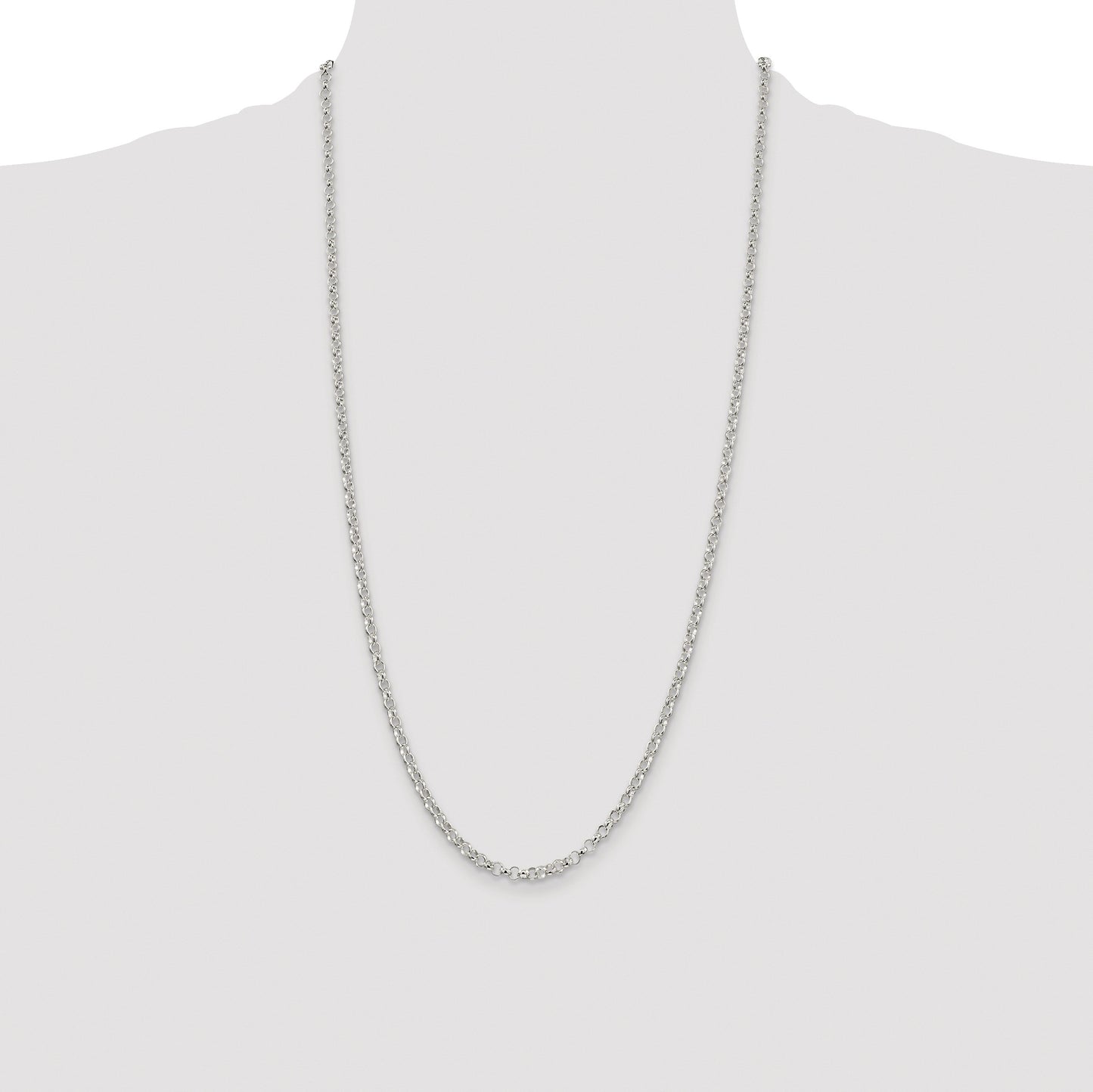 Sterling Silver Rhodium-plated 3.5mm Rolo Chain
