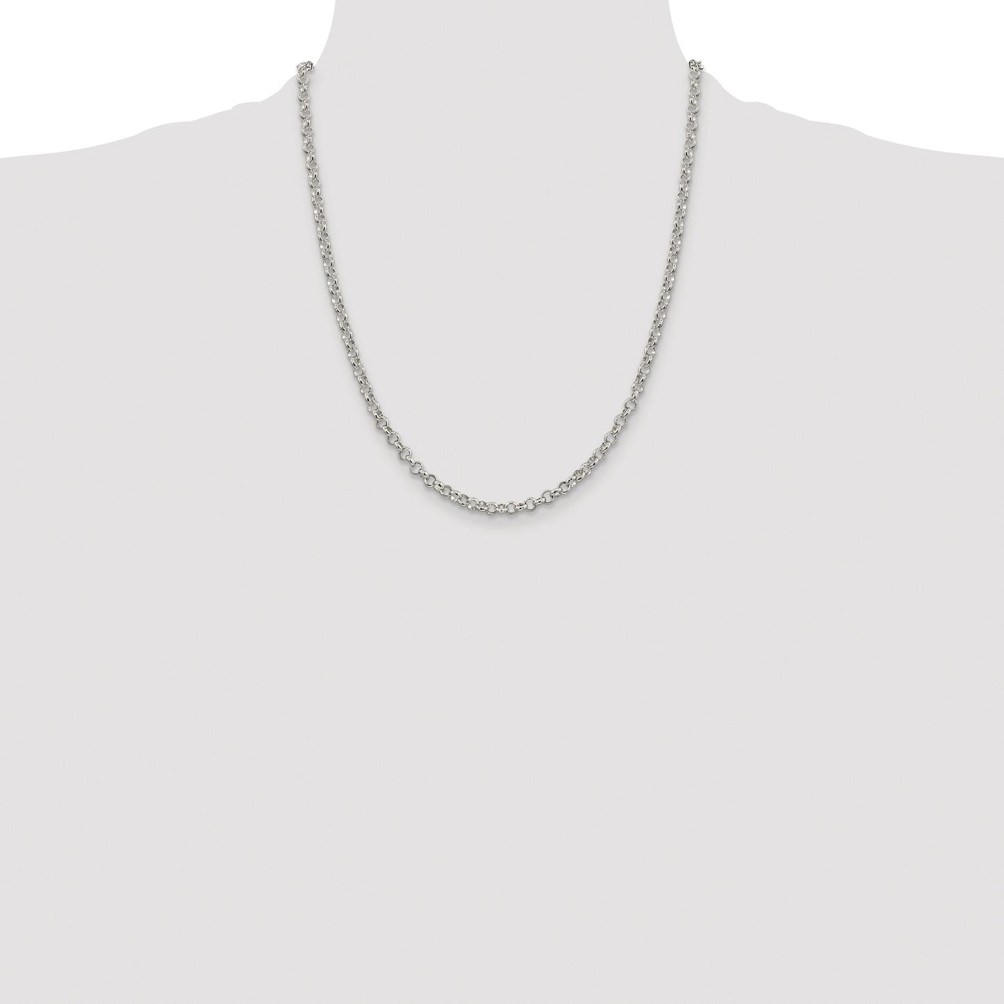 Sterling Silver Rhodium-plated 4mm Rolo Chain
