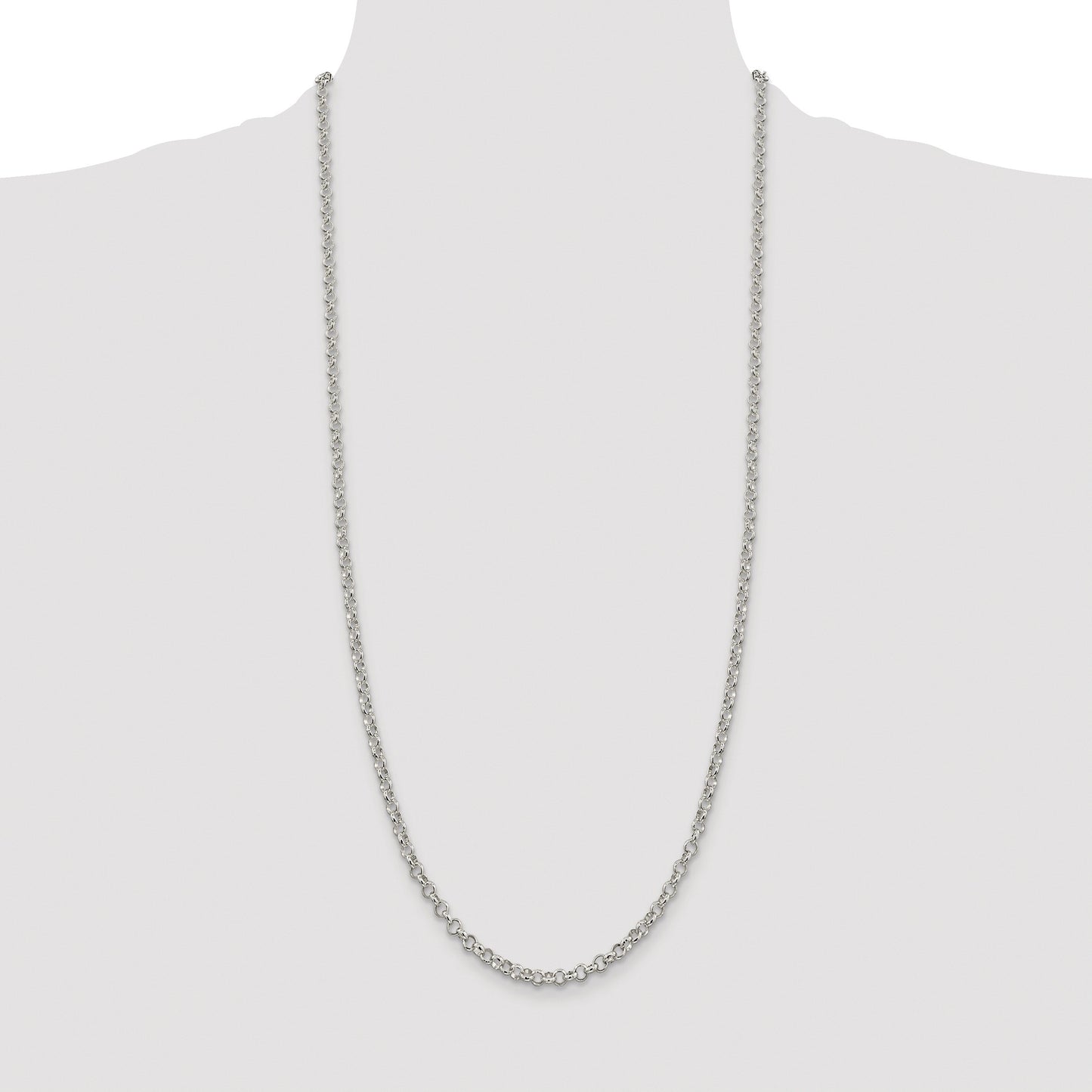 Sterling Silver Rhodium-plated 4mm Rolo Chain