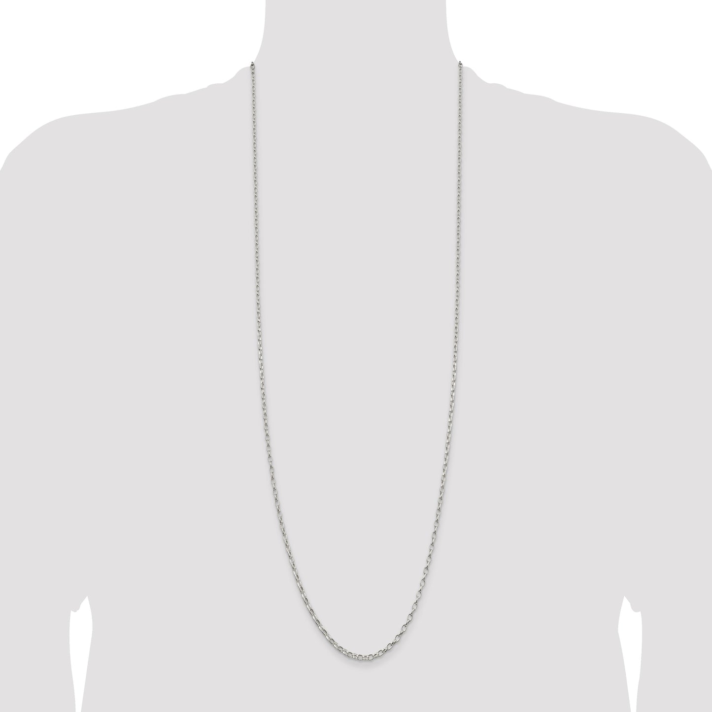 Sterling Silver 2.5mm Oval Fancy Rolo Chain