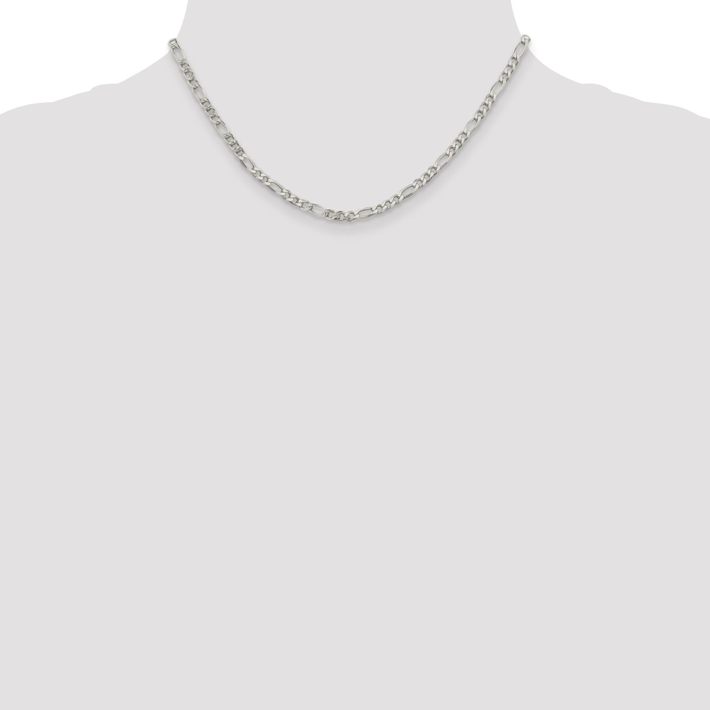 Sterling Silver 4mm Pav� Flat Figaro Chain