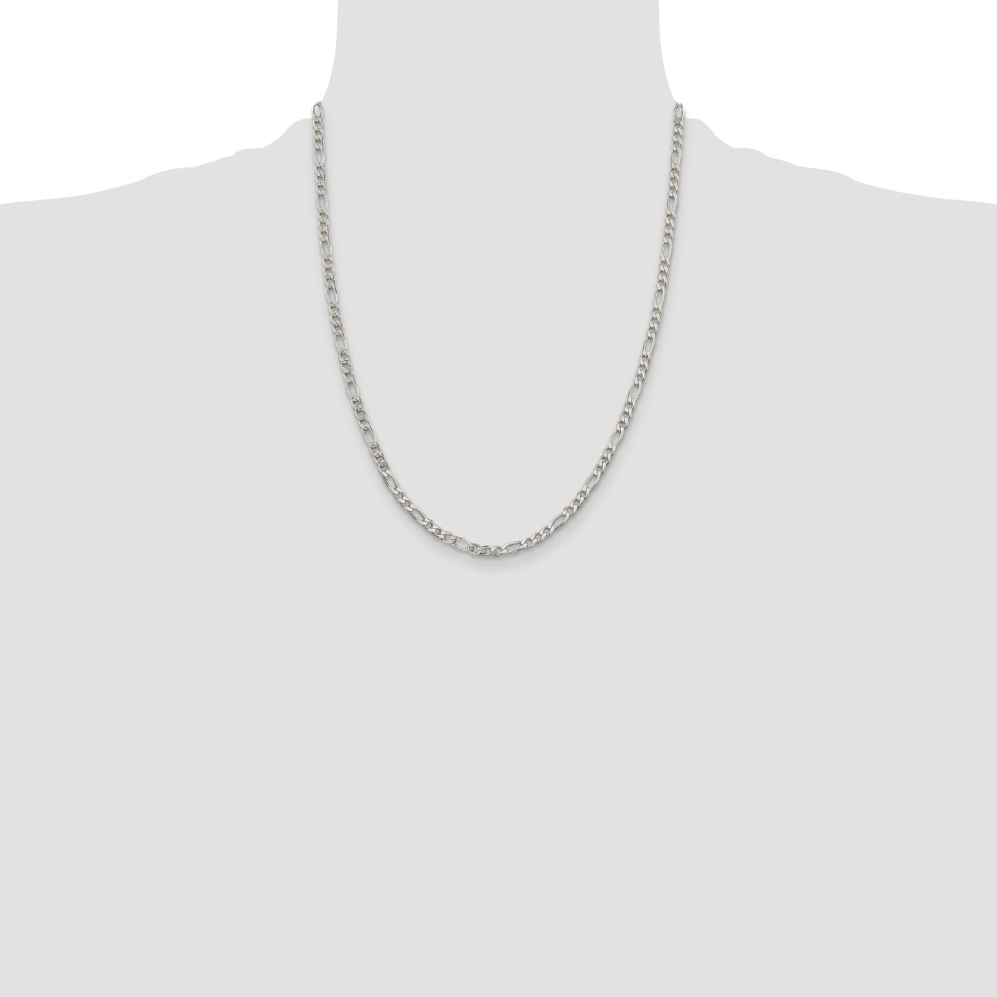 Sterling Silver 4mm Pav� Flat Figaro Chain