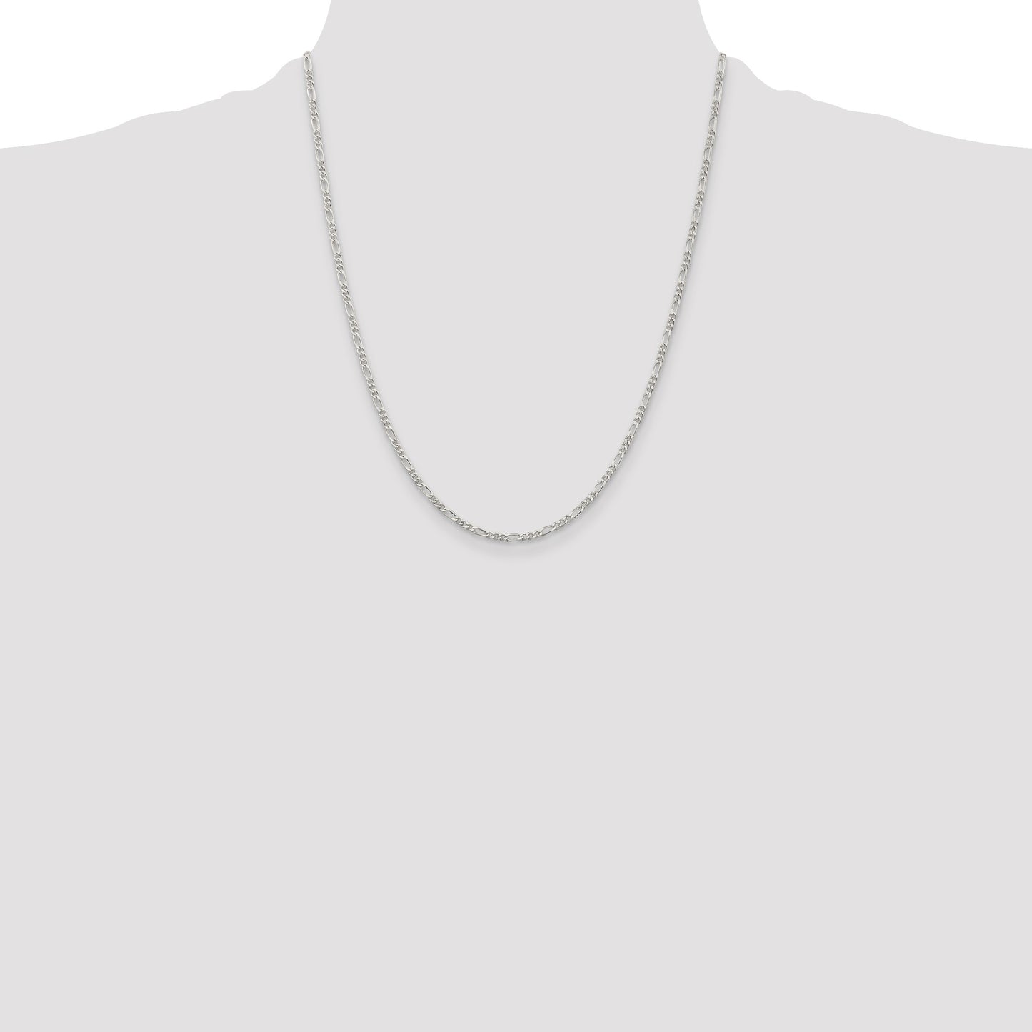 Sterling Silver Rhodium-plated 2.25mm Figaro Chain