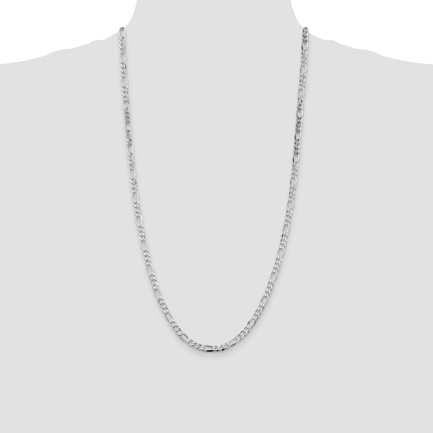 Sterling Silver Rhodium-plated 4.5mm Figaro Chain