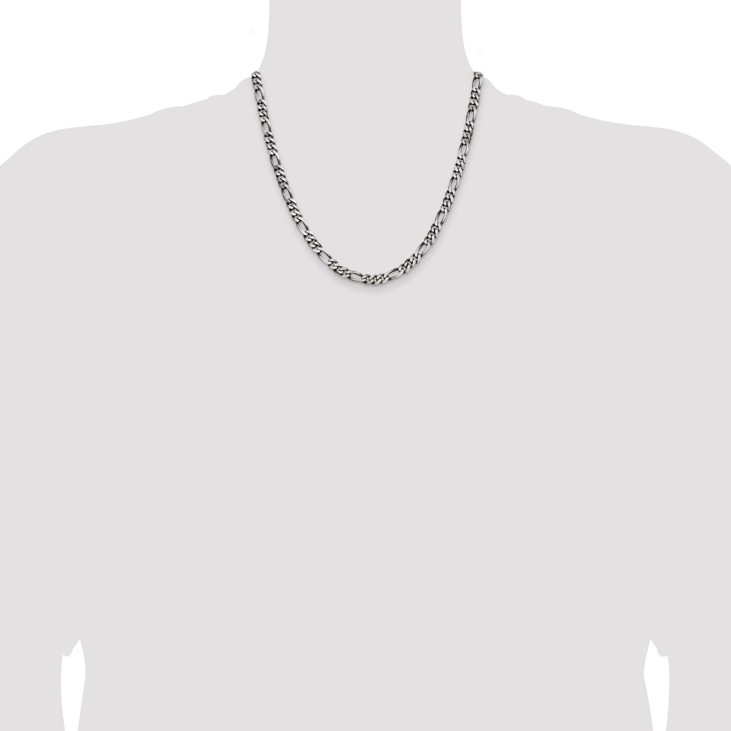 Sterling Silver Antiqued 5.5mm Figaro Chain