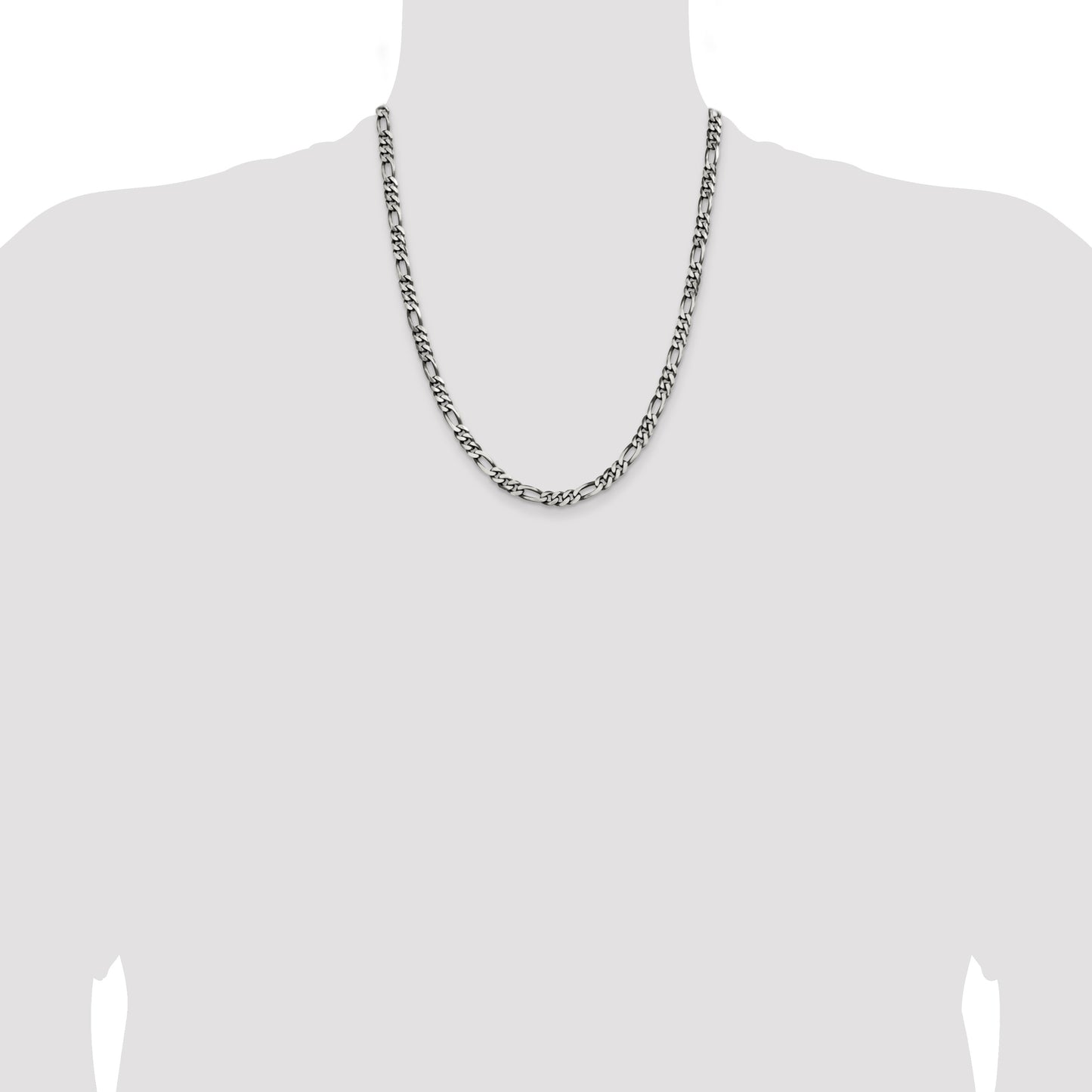 Sterling Silver Antiqued 5.5mm Figaro Chain