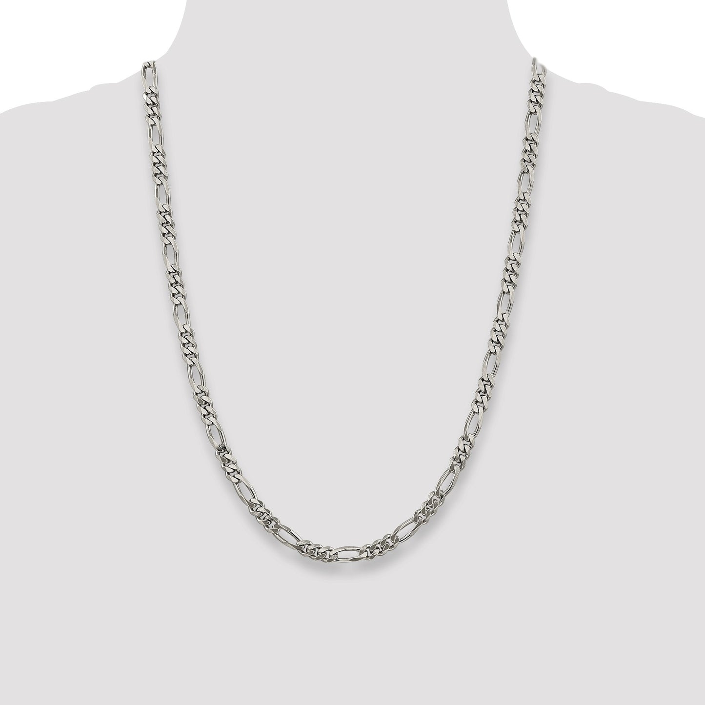 Sterling Silver Rhodium-plated 5.25mm Figaro Chain